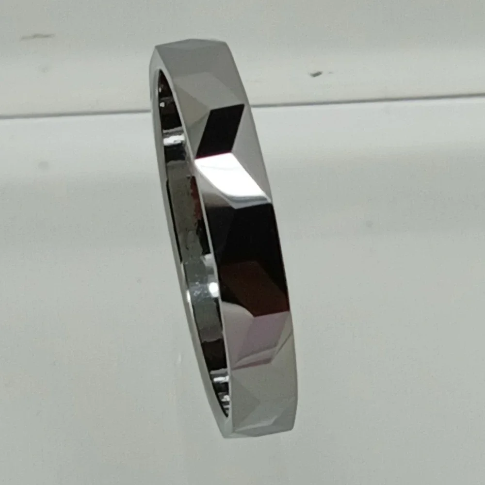 Vintage 90s Y2K Tungsten Faceted Geometric Band Ring Size 10.25 Silver 4mm New
